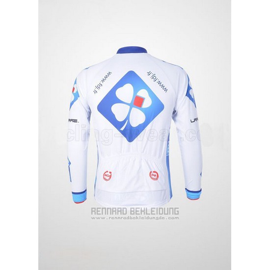 2010 Fahrradbekleidung FDJ Wei und Azurblau Trikot Langarm und Tragerhose